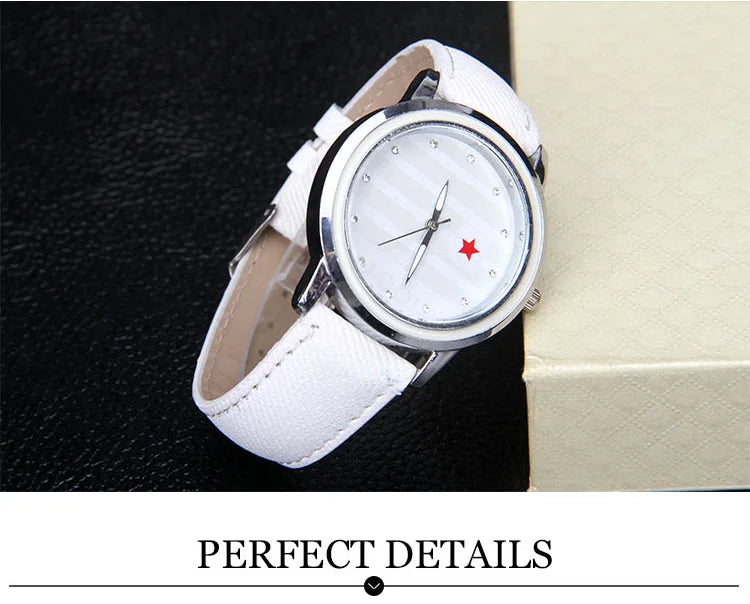 New Famous Brand Stripe Star Casual Quartz Watch Women Jean Fabric Leather Dress Watches Relogio Feminino Clock Ladies Hot Hour