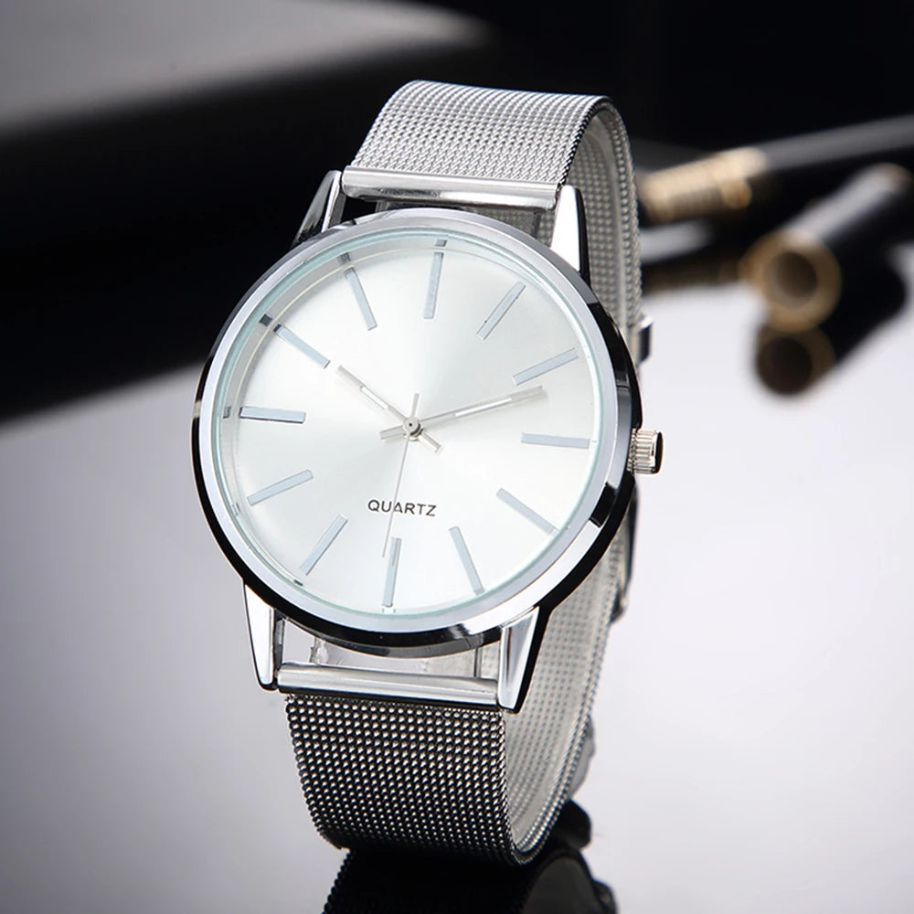 Luxury Women Watches 2023 New In Stylish Silver Minimalist Business Elegant Ladies Quartz Watch Leather Steel Clock Reloj Mujer