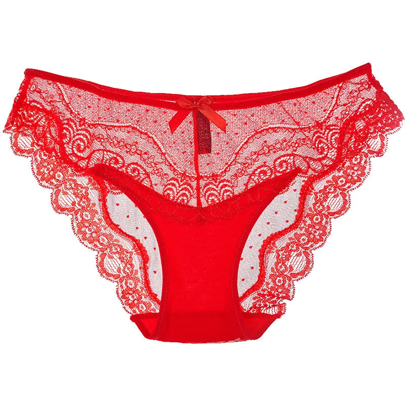 8colors Sexy Lace Panties Soft Breathable Briefs Women Underwear Ladies Panty Transparent Tempting Low-Rise Cotton Lingerie