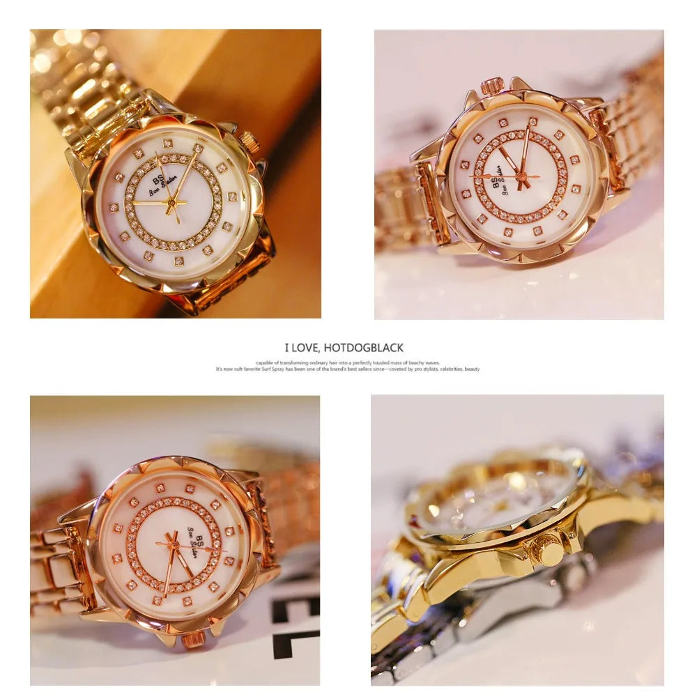 Diamond Women Watch Luxury Brand 2024 Rhinestone Elegant Ladies Watches Rose Gold Clock Wrist Watches For Women relogio feminino