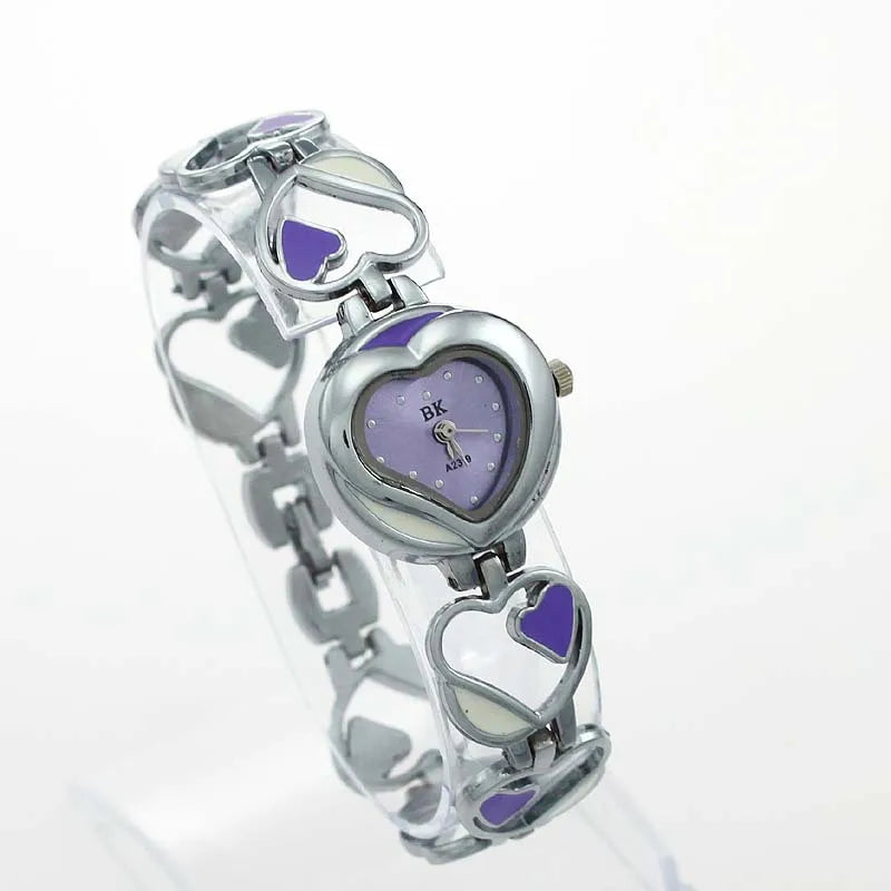 Cute Watches Heart Design Fashion Jewelry Bracelet Ladies Women Quartz Stainless Steel Bracelet Wristwatch For Women Gifts O50