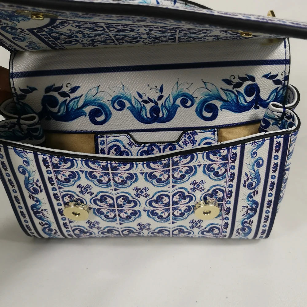 Fashion bag evening bag flower handbag luxury handbag shoulder diagonal bag banquet party lady elegant spring blue