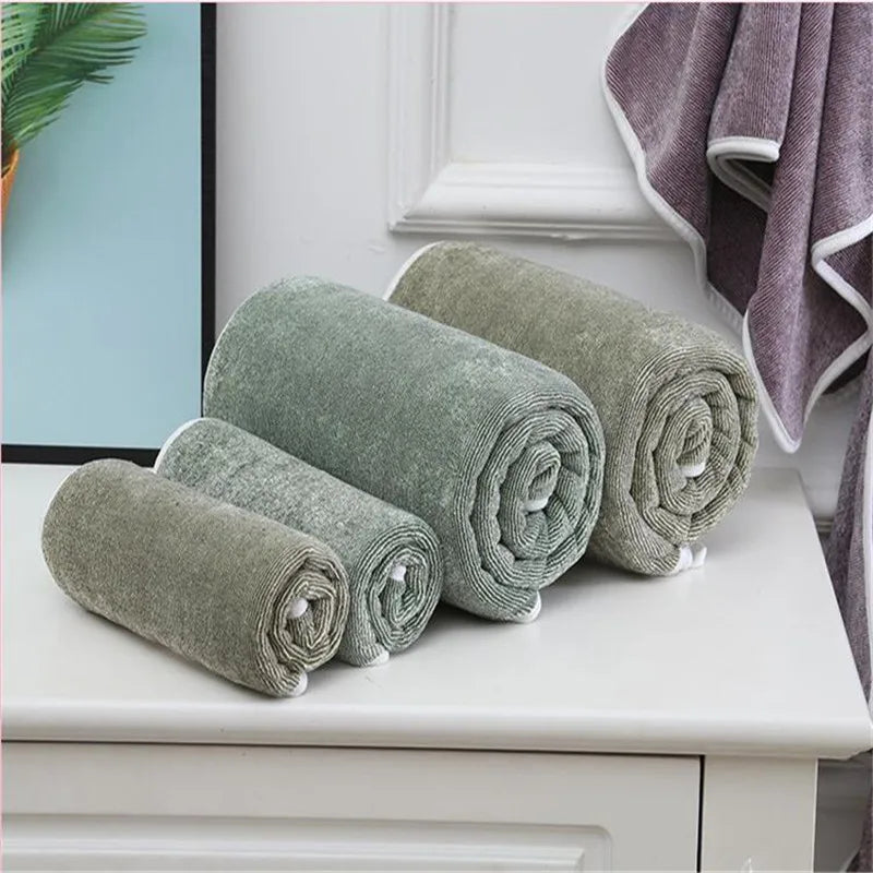 Bamboo Charcoal Fiber Towel Set Coral Velvet Bath Towel Adult Microfiber Bamboo Charcoal Face Hand Towel Bathroom Bath Towel Set