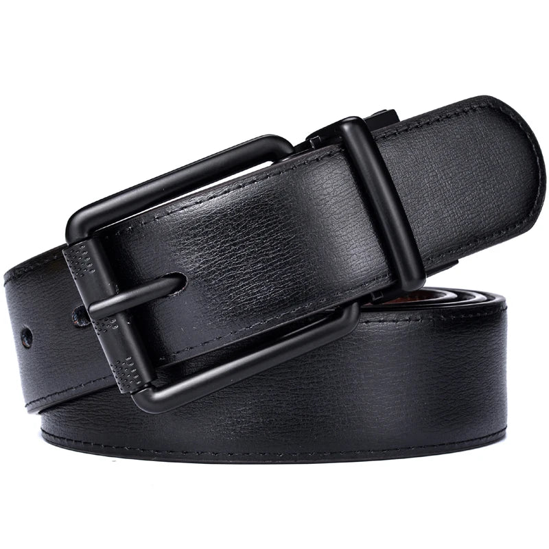 1Pcs Men's Leather Reversible Belt Roller Buckle 34mm Wide 1 Reverse for 2 Colors Suitable for pairing Casual Jean