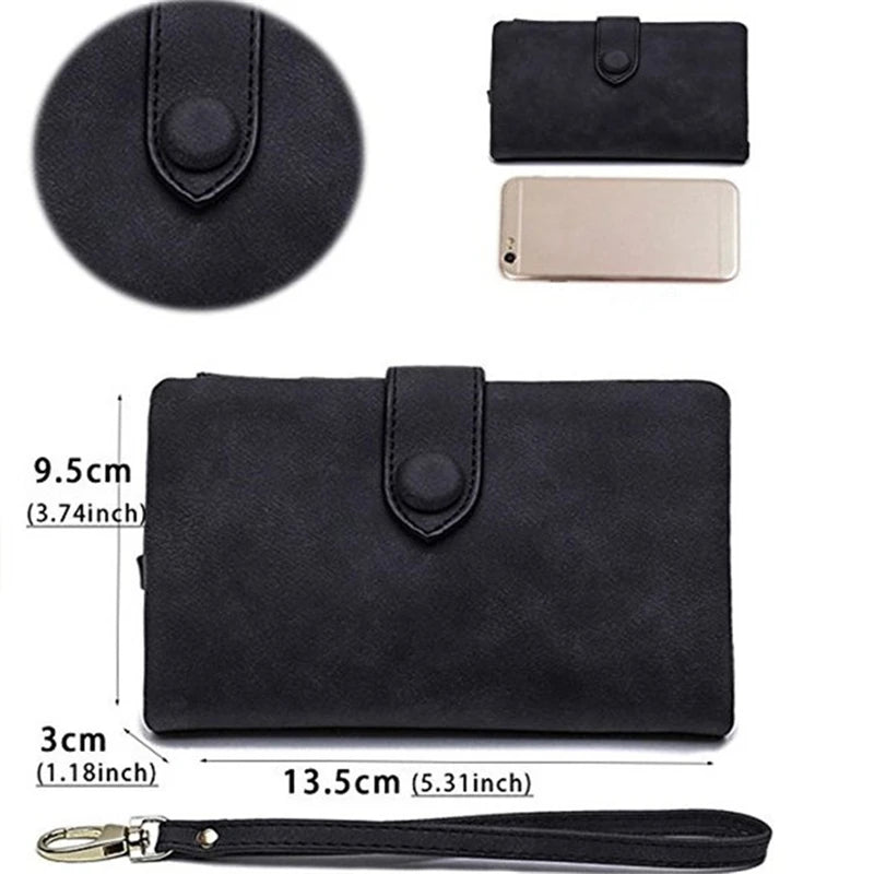 Women Fashion Matte Short Wallet PU Leather Zipper Hasp Frosted Ladies Purses Money Coin ID Card Holder Girls Cute Clutch