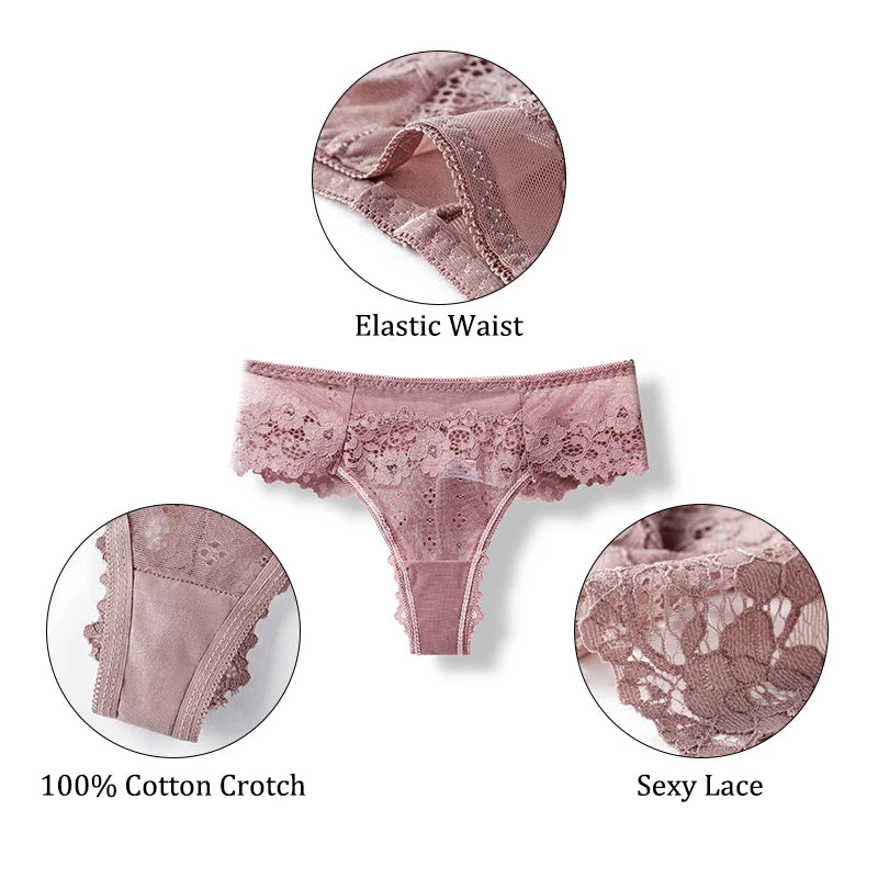 BANNIROU 3 Pcs Sexy Panties For Woman Lingerie Lady G-string Lace Female Thongs Underwear Ladies Intimates Free Shipping