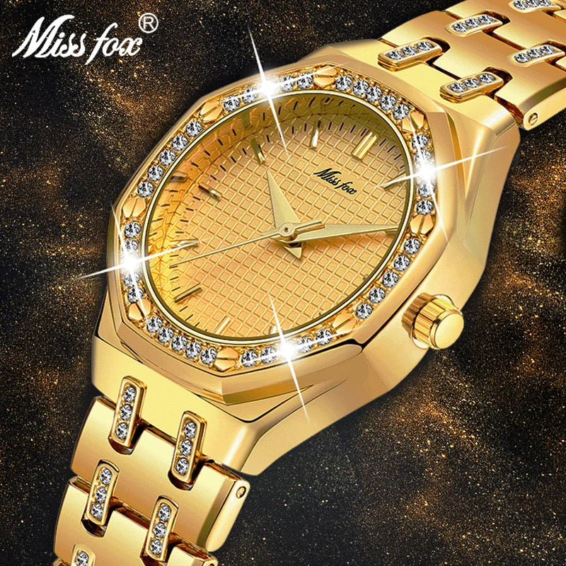 MISSFOX Women Watches Women Fashion Watch 2019 Luxury Brand Ladies Watch Waterproof Gold Quartz Watch Xfcs Female Clock Hours