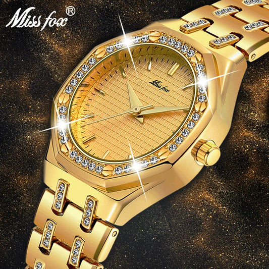 MISSFOX Women Watches Women Fashion Watch 2019 Luxury Brand Ladies Watch Waterproof Gold Quartz Watch Xfcs Female Clock Hours