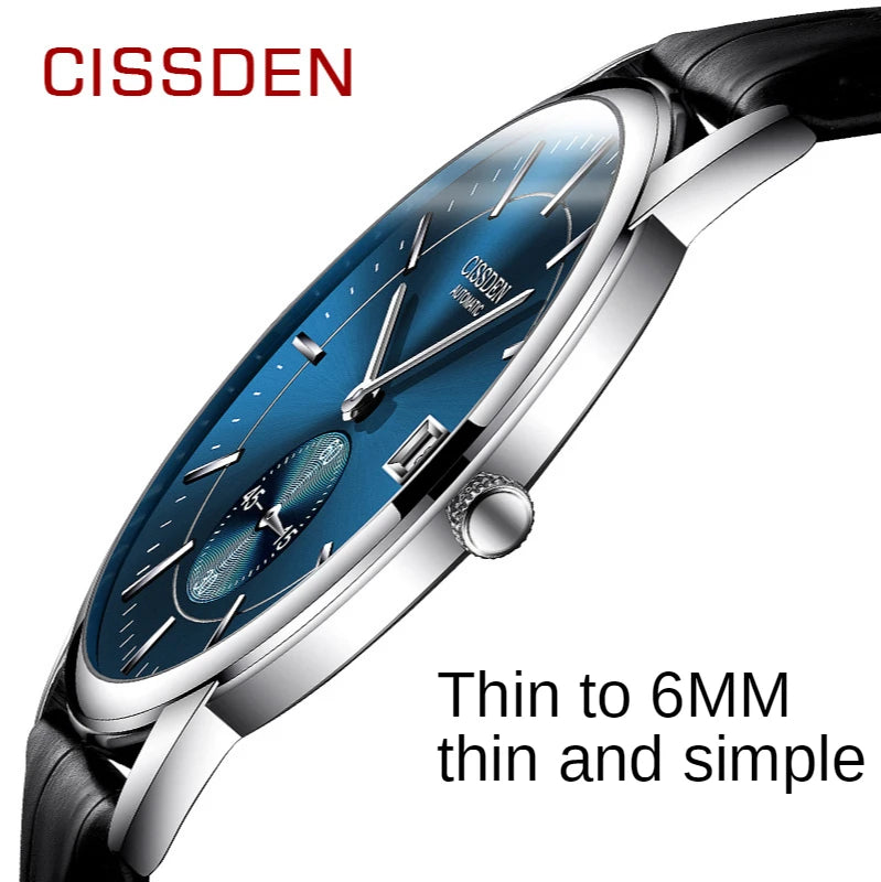 Ultra-thin automatic mechanical watch men business strap watch is waterproof