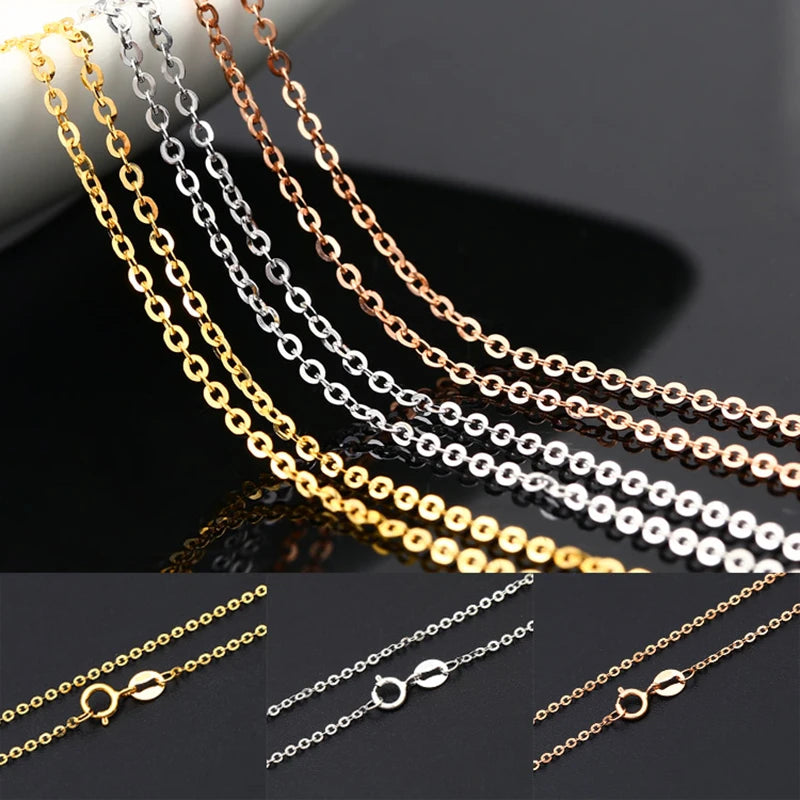 Sinya Hot Sale Promotion 18k Au750 Gold Necklace Clavicle Shine O Chain High Luster Good Quality for Women Ladies Girl DIY Use