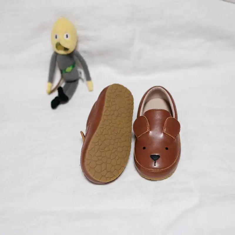 New Cartoon Rabbit Bear Children's Casual Shoes Genuine Leather Fashion Girls Shoes Baby Boys School Flats