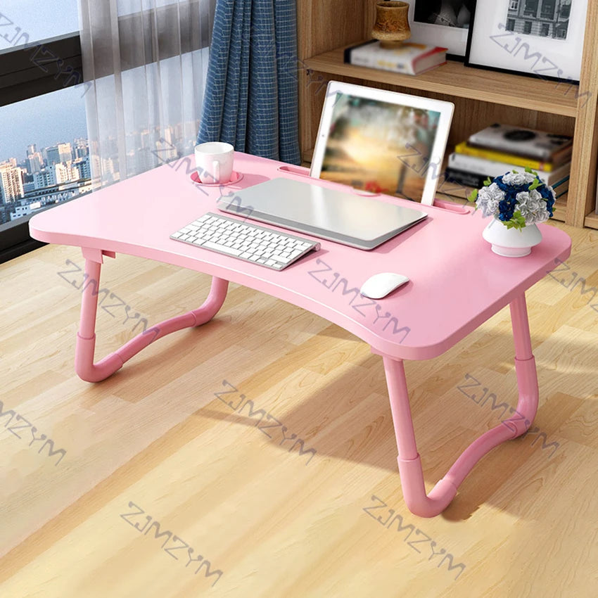 60 x 40 x 28cm Bed Desk With Card Slot Cup Holder Foldable Laptop Computer Table Notebook Stand Bed Sofa Small Study Table