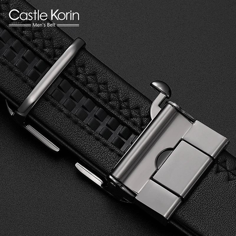 Men's belt real cowhide automatic buckle young people trend new alloy buckle genuine belt for men