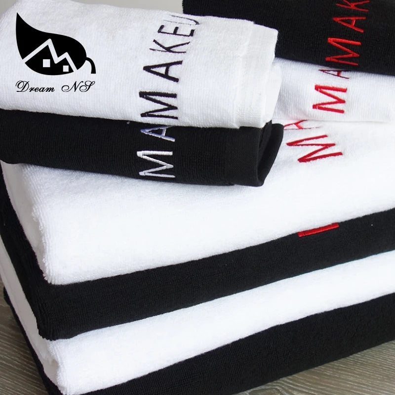 AHSNME Make Up Towel Black Dressing Table Towels Cosmetic Face Towel Embroidery Logo White Bath Towel 100 Cotton Towel