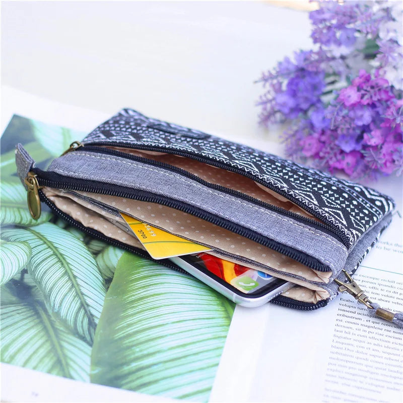 Women's Cotton Long Organizer Wallet Ladies Coin Purse Female Clutch Small Phone Pouch Money Bag for Children Kids Girls 2022