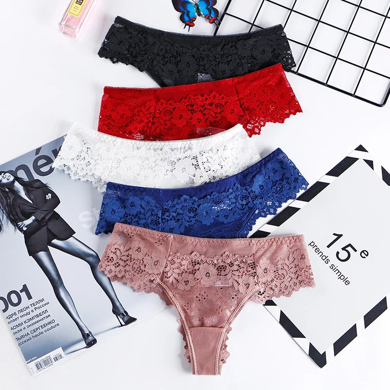 BANNIROU 3 Pcs Sexy Panties For Woman Lingerie Lady G-string Lace Female Thongs Underwear Ladies Intimates Free Shipping