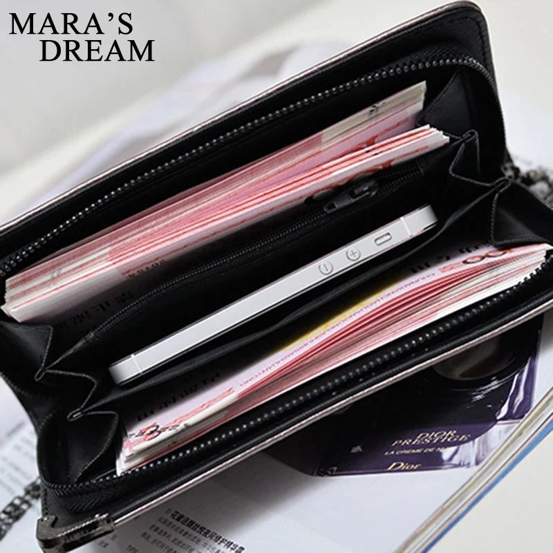 Mara's Dream Long Wallets Fashion Metal Skull Pattern PU Leather Women Wallets Portable Casual Lady Cash Purse Card Holder  Gift