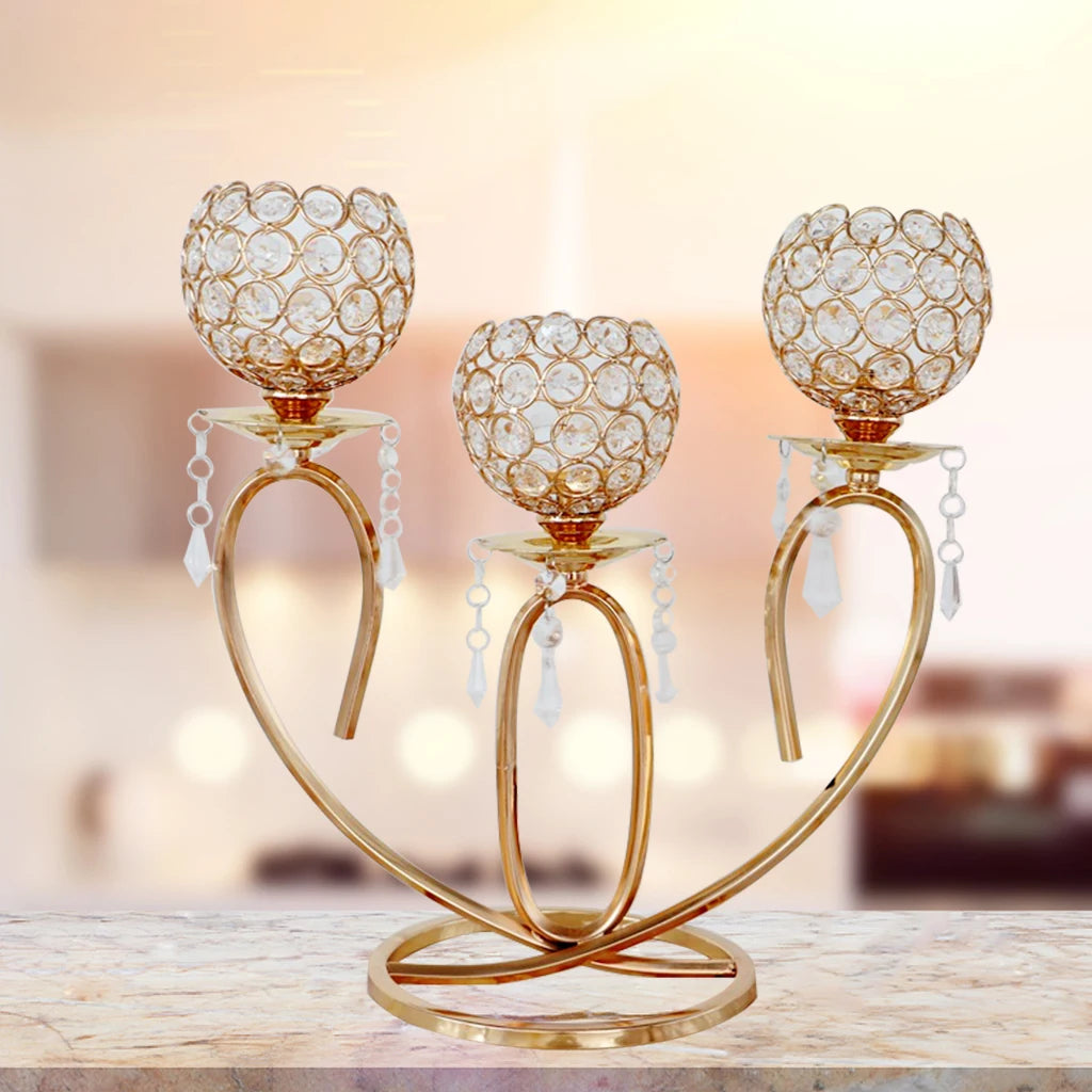 Crystal Candle Holder Dining Table Wedding Centerpiece Christmas Party Events Tea Light Stand Home Decoration