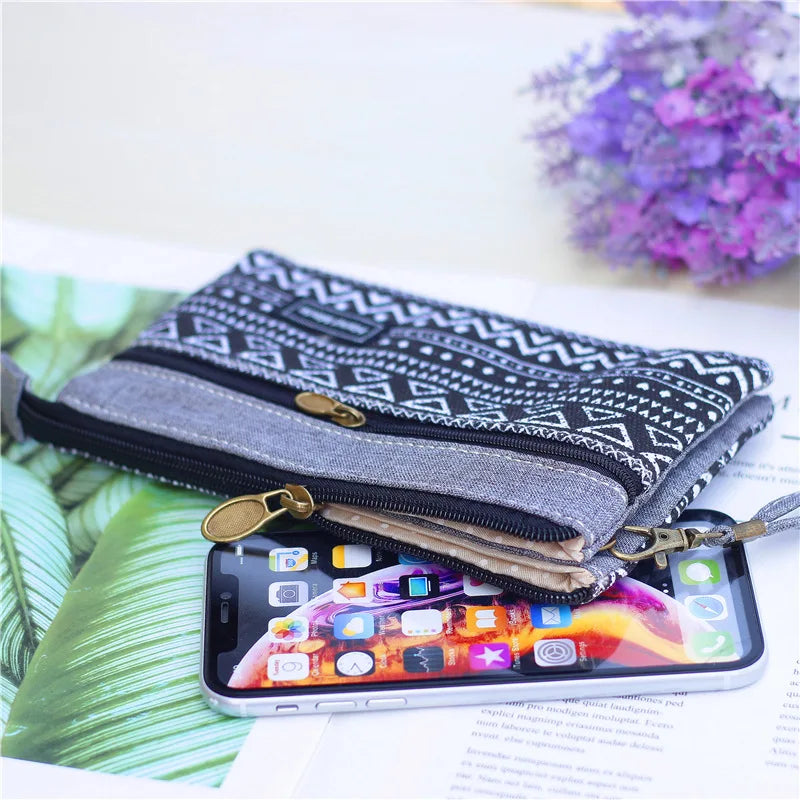 Women's Cotton Long Organizer Wallet Ladies Coin Purse Female Clutch Small Phone Pouch Money Bag for Children Kids Girls 2022