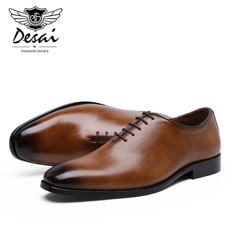 DESAI Large Size Men's Shoes New High Quality Cowhide Memory Foam Stitching Soles Business Dress Shoes Men Genuine Leather Shoes