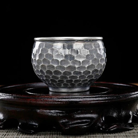 Silver Cup 999 Sterling Silver Hand-engraved Chinese Housewares Tea Ceremony Kung Fu Tea Cup Sterling Silver Tea Cup