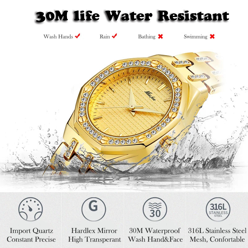 MISSFOX Women Watches Women Fashion Watch 2019 Luxury Brand Ladies Watch Waterproof Gold Quartz Watch Xfcs Female Clock Hours