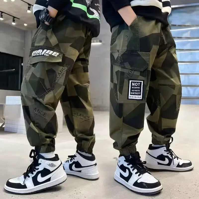 Camouflage Boy Cargo Pants Children Casual Sweatpants Three-dimensional High Visibility Sports Pants Children's Clothing 2024