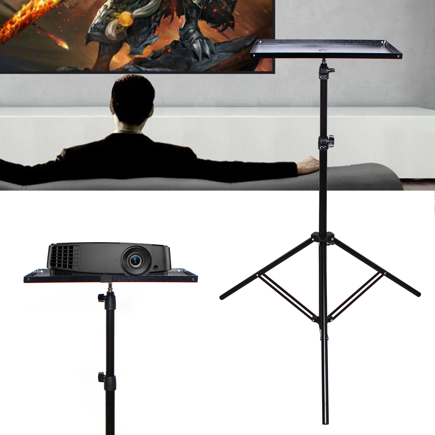 Laptop Tripod Stand, Portable Office Desk Workstations Adjustable Height 27" to 74" for Notebook Computer Projector Lamp Holder