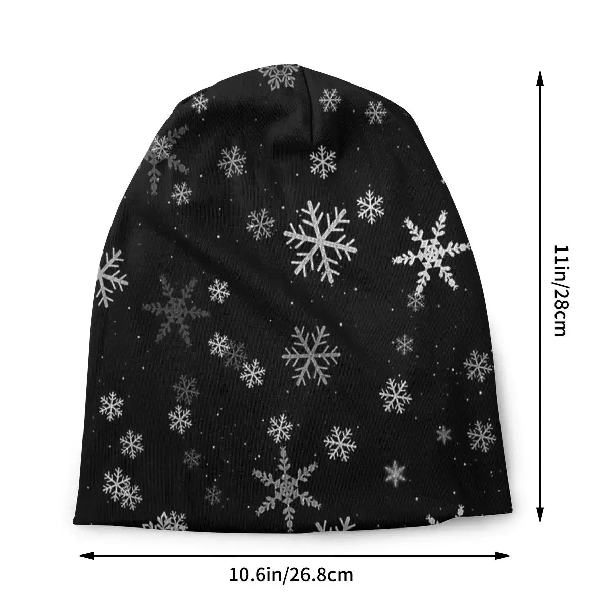 Black And White Snowflakes Pattern Bonnet Hat Ski Skullies Beanies  for Men Women Knitting s Warm Dual-use Unisex Cap