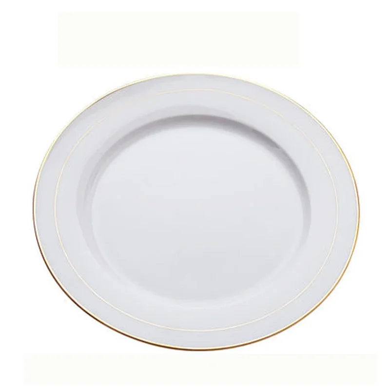 Bone China Phnom Penh Dinner Plate Set Health and Safety Tableware Pure White Round Western Plate Steak Disk Salad Fruit Plates