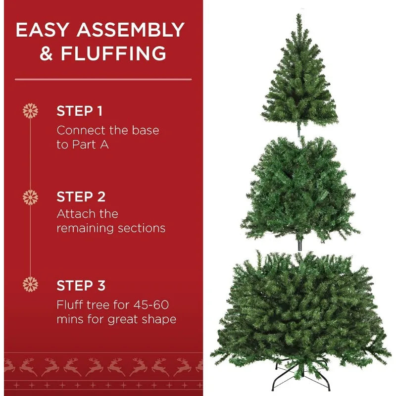 7.5ft Pre-Lit Spruce Artificial Holiday Christmas Tree for Home, Party Decoration w/ 550 Incandescent Lights, 1346 Branch Tips