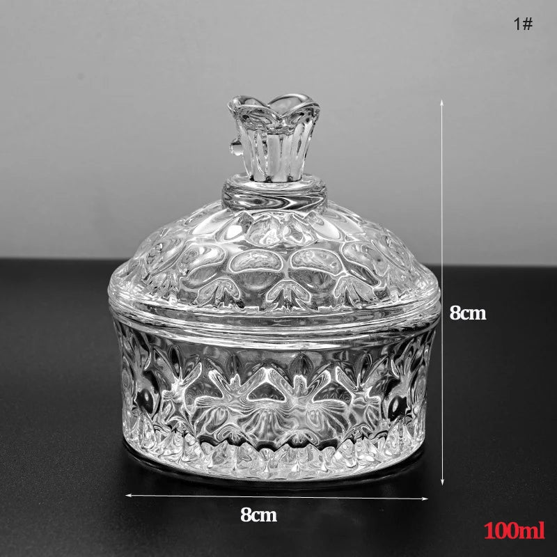 1PC Transparent Colorful Crystal Glass Acrylic Powder Liquid Relief Nail Cup Dappen Dish Lid Bowl Holder Equipment Nail Art Tool
