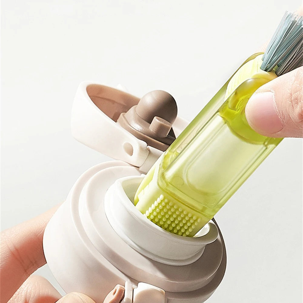 Crevice Cleaning Brush 4 In 1 Crevice Brush Detail Brush Green Orange Houseware Lid Brush Nylon Brush Rotate Switch Brush Blue