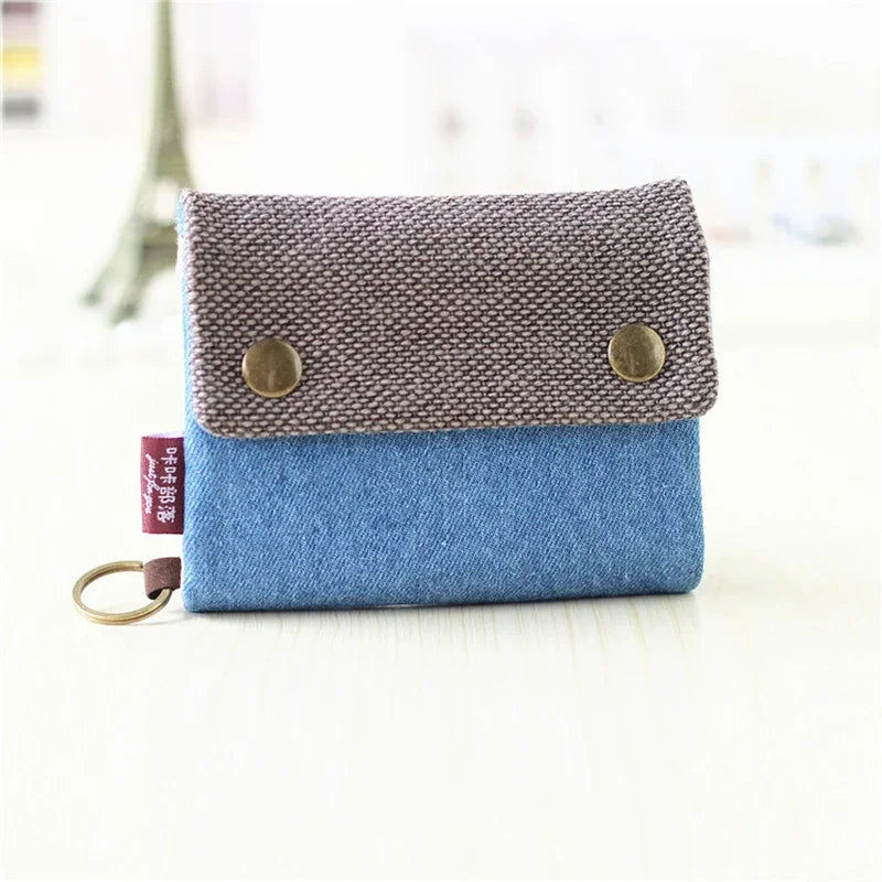 Canvas Small Coin Purse Women Fabric Short Wallet Female Large Capacity Card Holder Ladies Multifunction Men Mini Purse Carteira