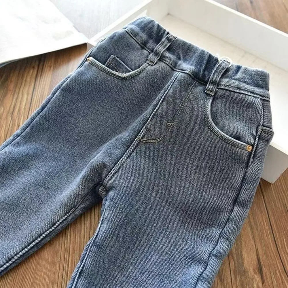 Velvet Winter Warm Pants Jeans for Girls Fall Trousers Outerwear Clothes Teenagers Kids Children's Clothing Boy Jeans