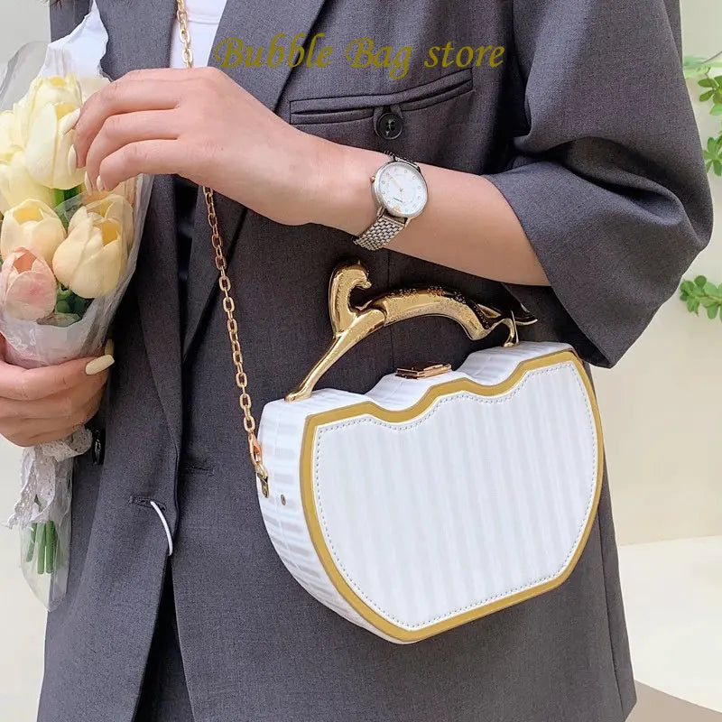 Female Luxury Designer Stripe Printed Women's Handbag Fashion Chain Crossbody Bag Box Tote 2024 Summer New Ladies Shoulder Purse