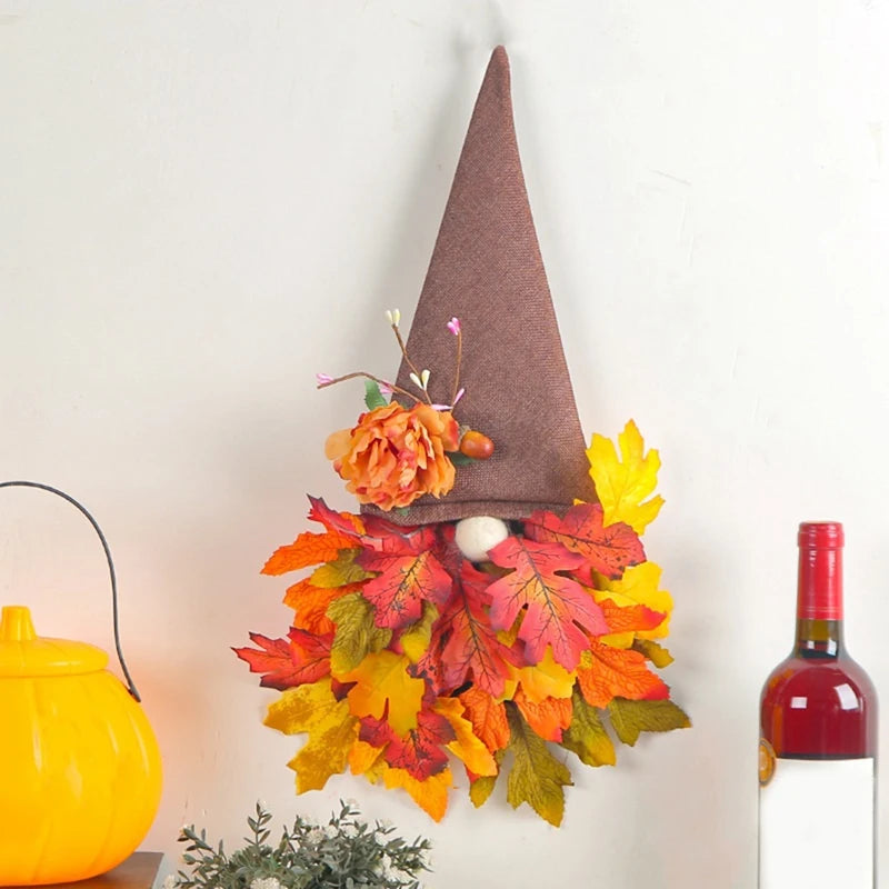 Fall Wreath For Door Decor,Fall Sign With Maple Leaf Fairy For Autumn Harvest Thanksgiving Front Porch Wall Mantel Fall