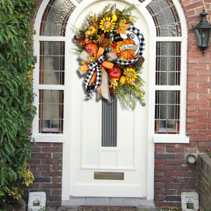 Fall Wreath for Front Door Thanksgiving Wreath Garland Christmas Autumn Home Decor Garland Decoration Pumpkin Wreath Garland