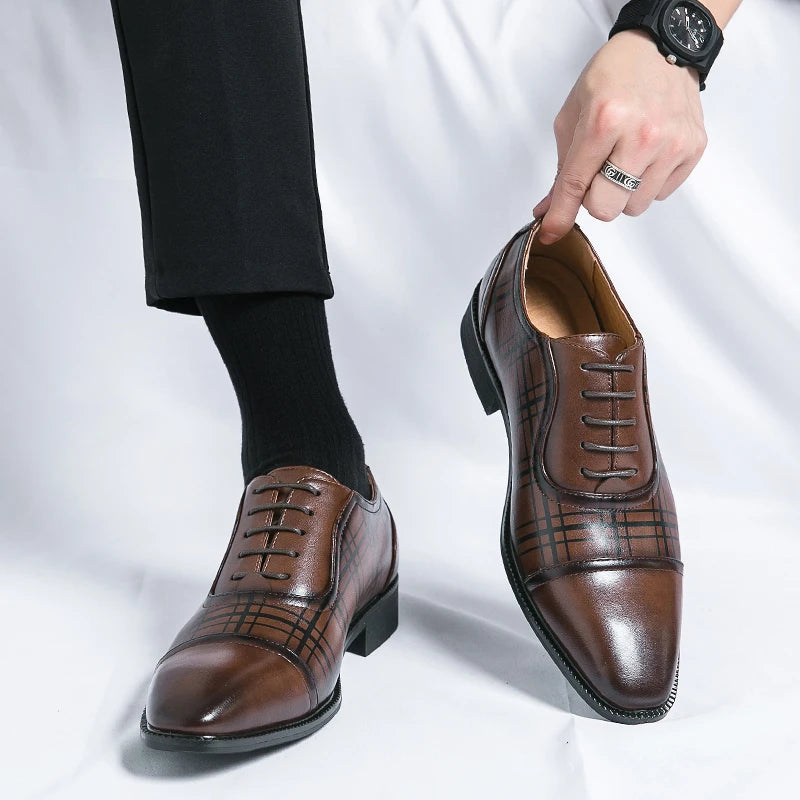 Men's Formal Leather Shoes Party Casual British Luxury Business Career Derby Shoes Fashion Groom's Wedding Shoes Evening Dress