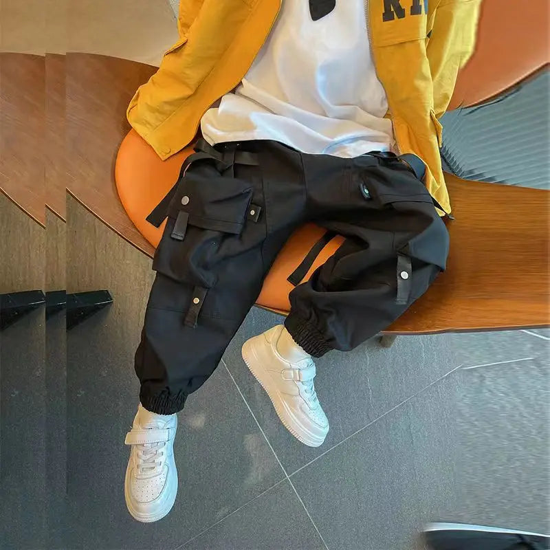 Children's Autumn Pants Boy Korean Version Handsome Overalls Big Boy Spring And Autumn Overalls Pants 3 5 7 9Y