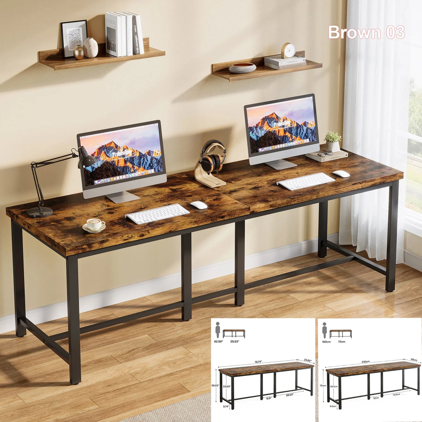 Tribesigns 2-Person Home Office Desk,78.7-Inch Extra Long Desk,Large Double Computer Desk for Home Office, Work Desk