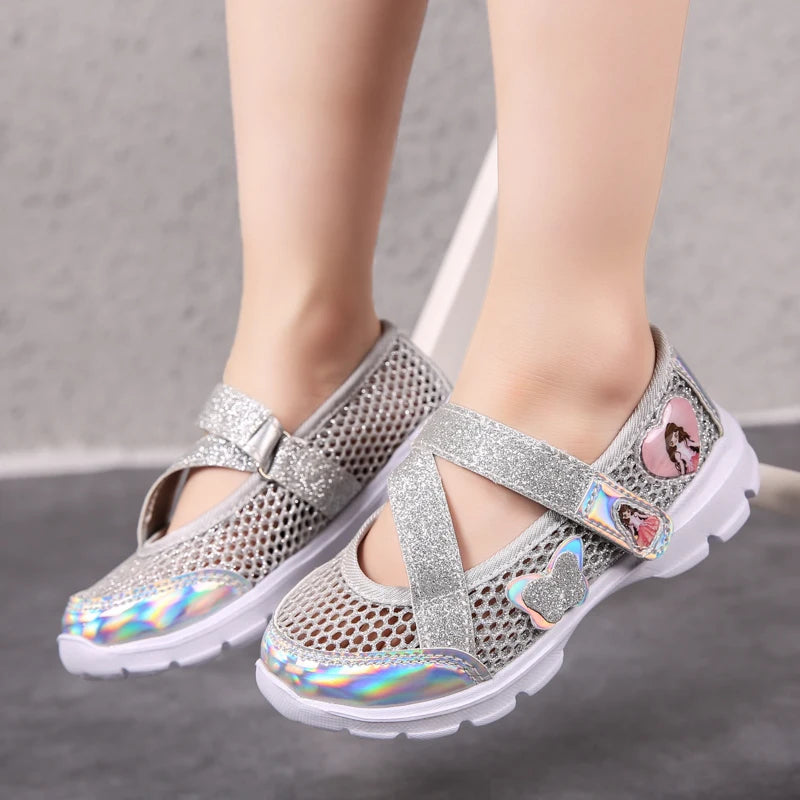 Summer Brand Non-slip Beach Shoes Children Sandals Girls Casual Shoes Kids Flowers Princess Flat Shoes Size 26-36