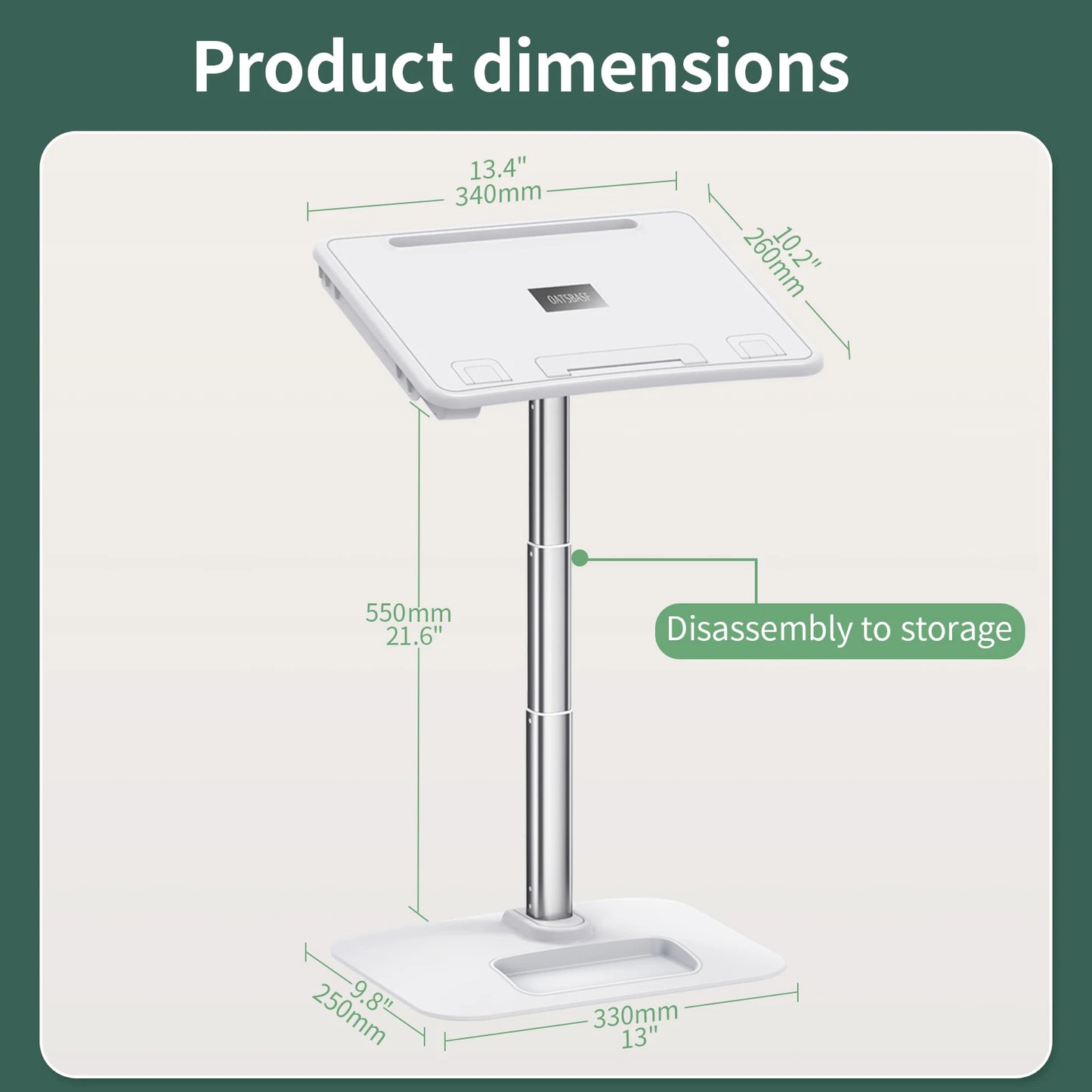 Oatsbasf Angle Height Adjustable Laptop Stand with LED Light Liftable Reading Desk with Night Light Notebook Holder Tablet Mount