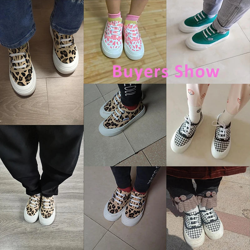 Fashion Canvas Leopard Sneakers for Children Girls Boy Flat Running Shoes Summer Platform Loafers Children's Espadrille Shoes