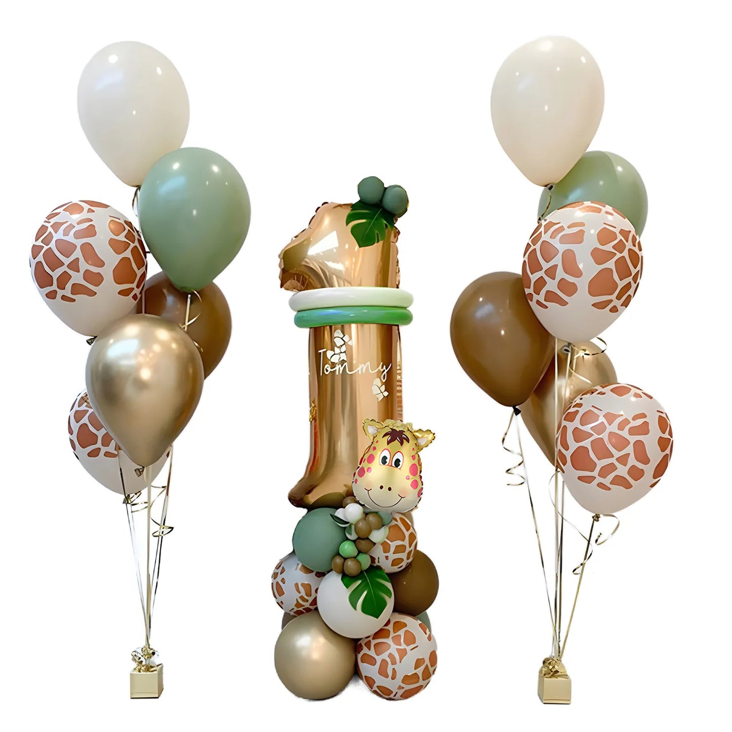 33 pcs of green jungle giraffe balloon digital pillar set, birthday party, baby bath decoration items baby shower,gender reveal