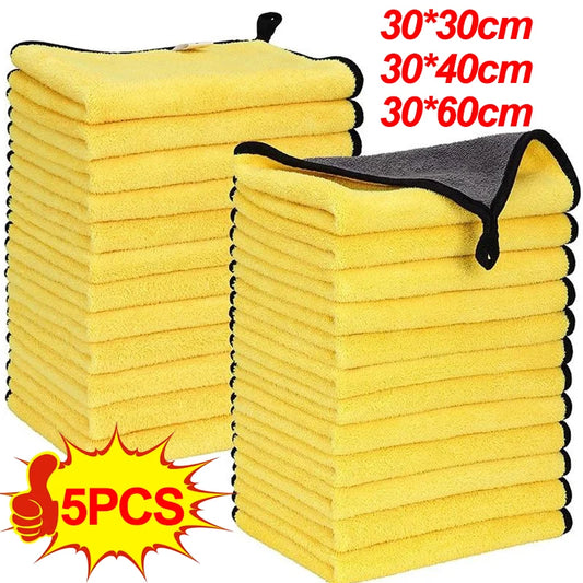 5/1pcs Microfiber Cleaning Cloth Thicken Car Washing Drying Towels Household Kitchen Wiping Rags Windows Glass Cleaning Cloth