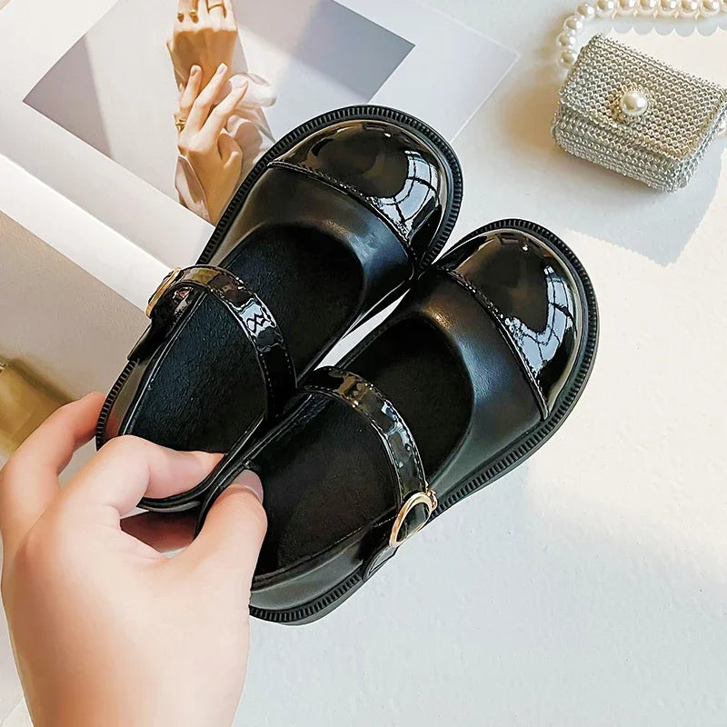 Children Mary Janes Elegant Four Seasons Soft Girl's Leather Shoes Black White Classic Shallow 23-37 Toddler Kids Princess Shoes