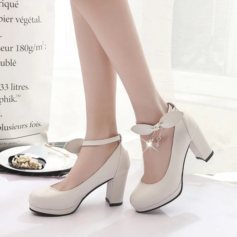 2022 New Style Hot Sell Bowknot Women Pumps Classic Patent Leather High Heels Shoes Party Wedding Shoes Ladies Lolita Pumps