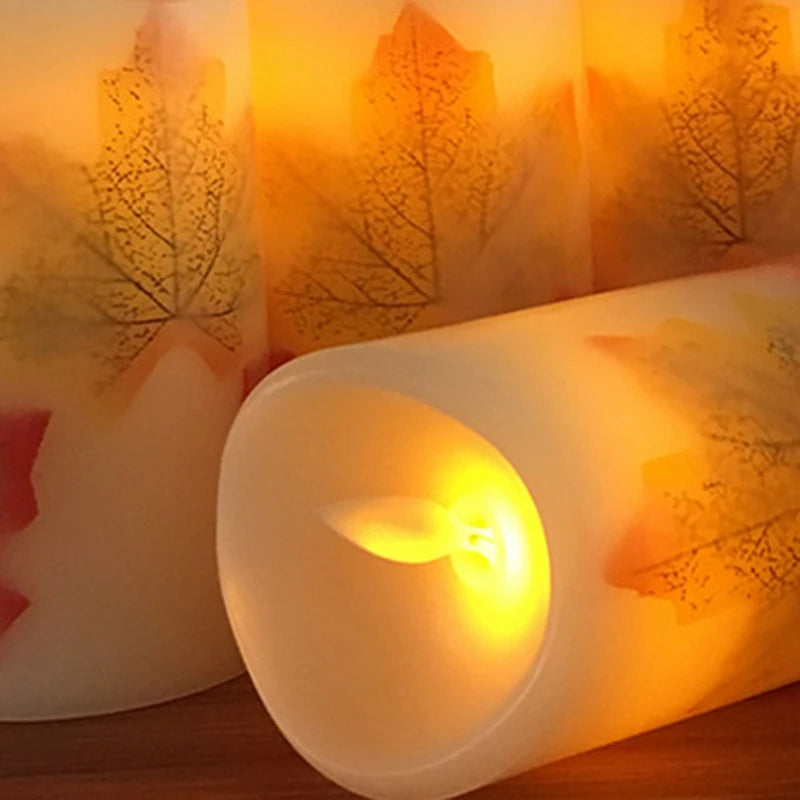 LED Electronic Candle Light Maple Leaf Simulation Swing Home Thanksgiving Christmas Hotel Decoration