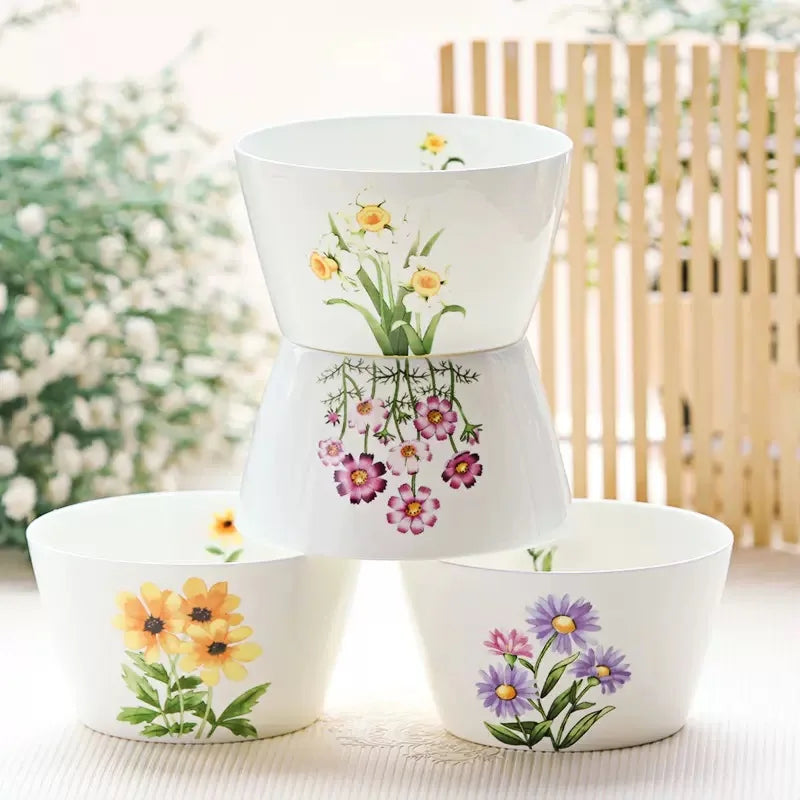 12pcs, fine bone china tableware, flower painting, korean style, porcelain dinner sets, ceramic kitchen dishes